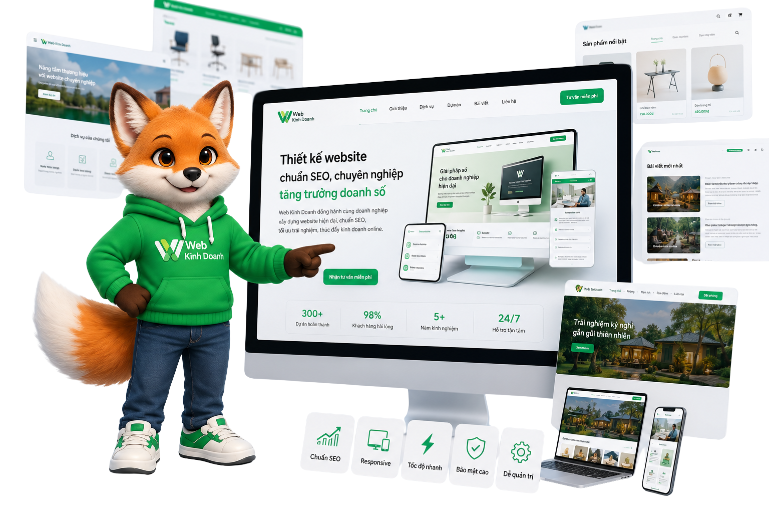 Giao diện website doanh nghiệp chuẩn SEO do Web Kinh Doanh thiết kế