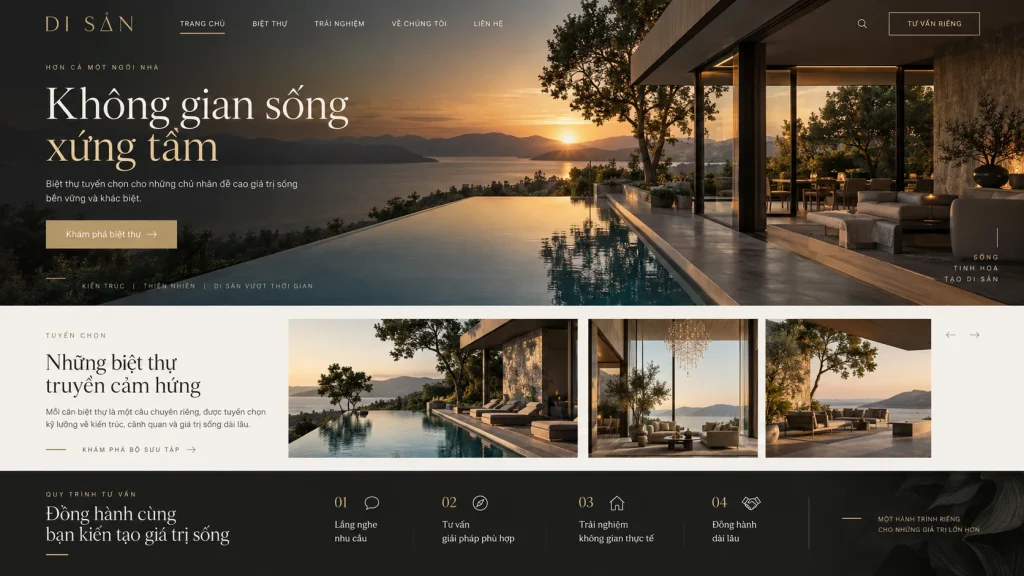 Mẫu website biệt thự cao cấp Di Sản