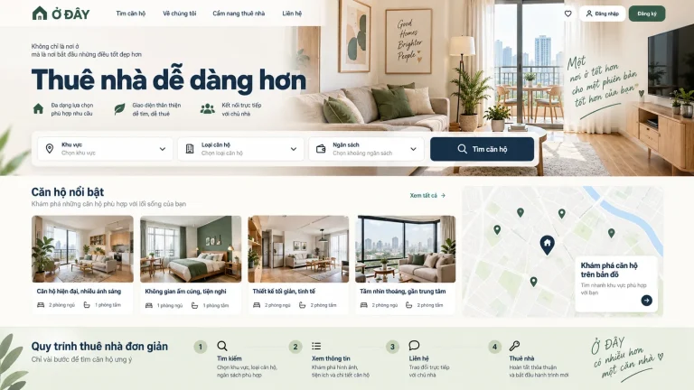 Ảnh thiết kế tham khảo Mẫu website cho thuê căn hộ Ở Đây