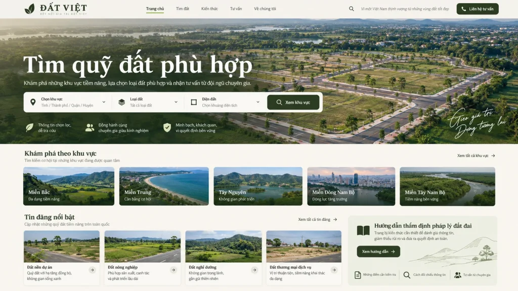 Mẫu website đất nền Đất Việt