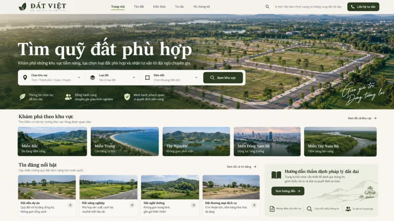 Ảnh thiết kế tham khảo Mẫu website đất nền Đất Việt