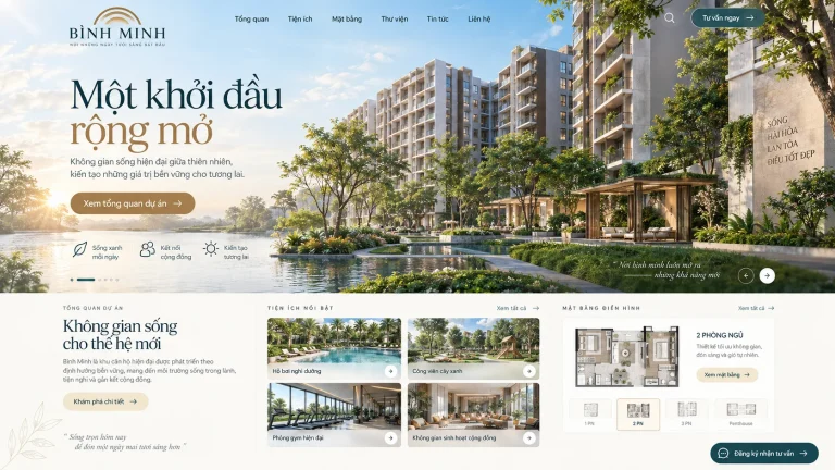 Ảnh thiết kế tham khảo Mẫu website dự án căn hộ Bình Minh