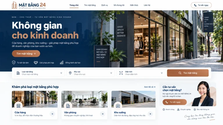 Ảnh thiết kế tham khảo Mẫu website mặt bằng kinh doanh Mặt Bằng 24