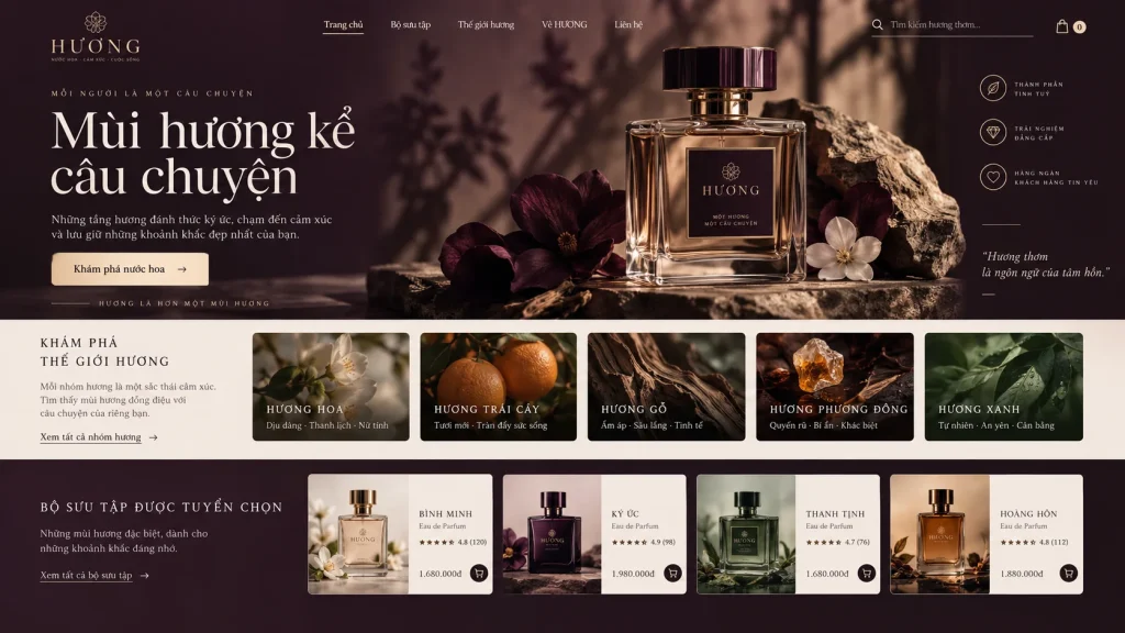Mẫu website bán nước hoa – Khám phá nhóm hương