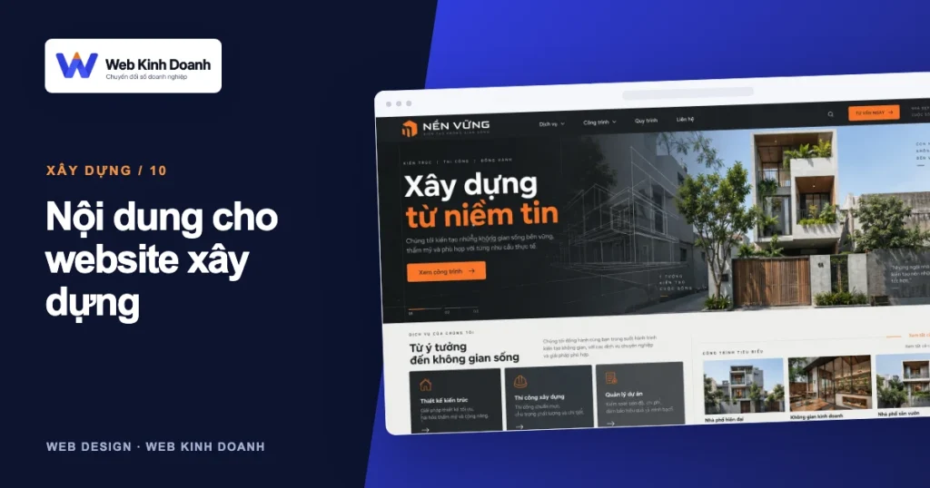 Ảnh đại diện thiết kế website: Nội dung website công ty xây dựng cần chuẩn bị những gì?