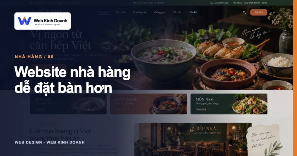 Ảnh đại diện thiết kế website: Website nhà hàng cần có gì để khách dễ đặt bàn?